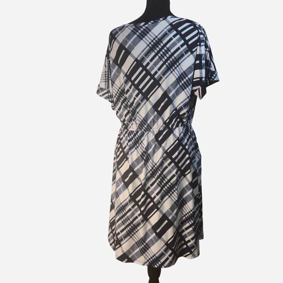 Sjs navy blue & white plaid dress size medium - Picture 2 of 6